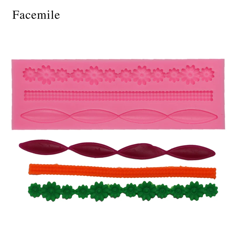 

Facemile Lace Pattern Border Fondant Decor Silicone Cake Mold Flower Bead Chain Decorative Chocolate Flower Baking Pastry Tool