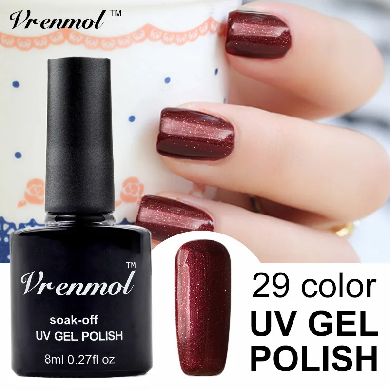 

Vrenmol 1pcs Soak Off UV Nail Gel Polish Long Lasting 29 Colorful Shining Varnish Esmaltes Semi Permanent Gel Lacquer