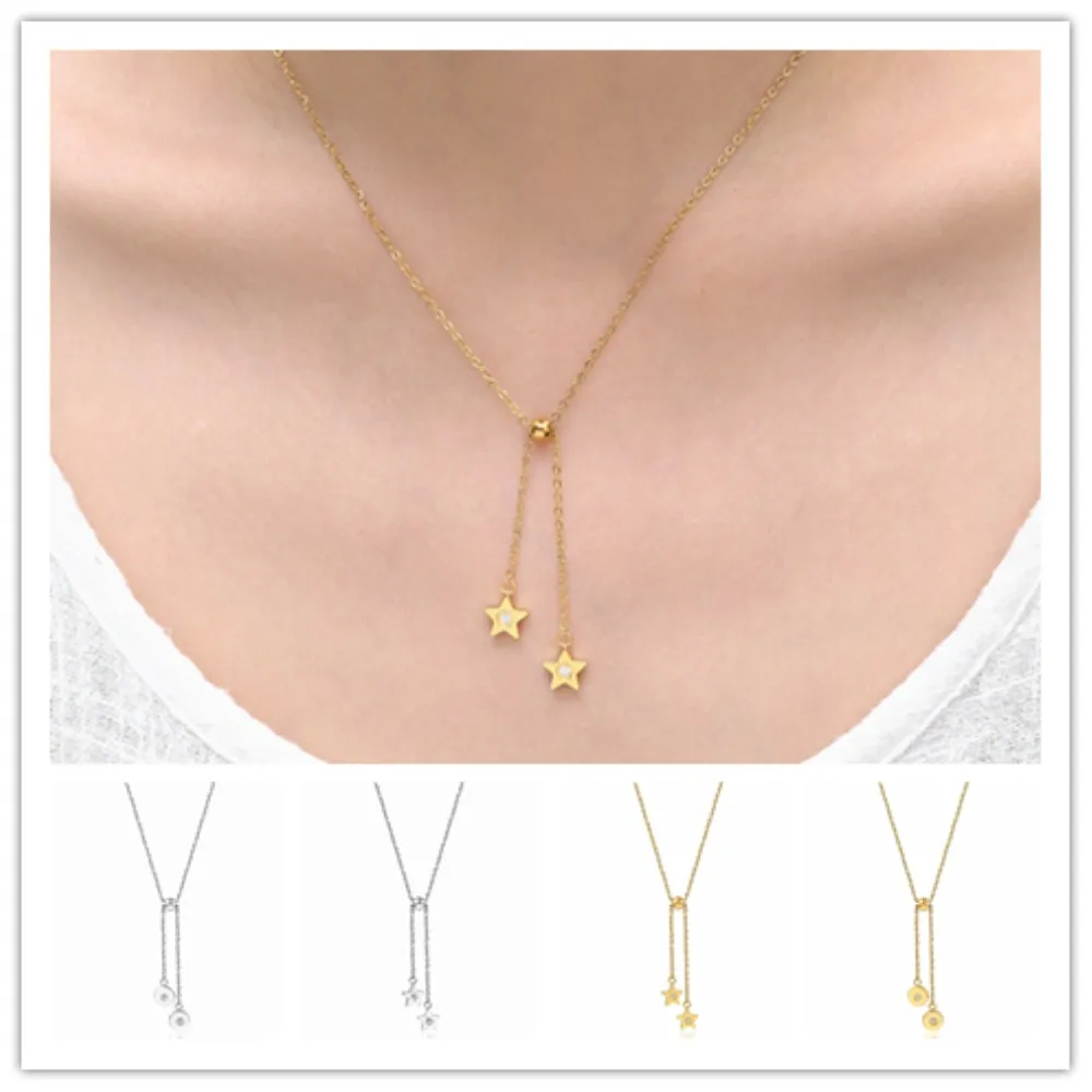 

Woman fashion pendants stainless steel Gold Silver Necklace Star Flower Round Shape Small Crystal Pendants women's jewelry Gifts