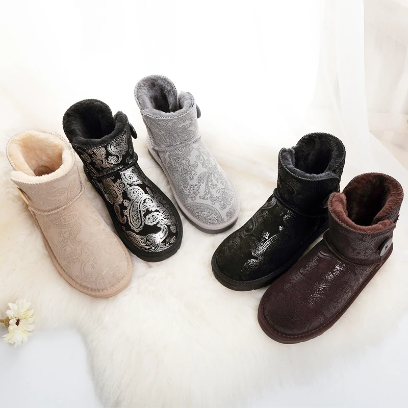 SWYIVY Buckle Ankle Snow Boots Fur 2018 Genuine Leather Female Winter Warm Shoes Snowboots Flat Comfortable Snow Boots 40 Size