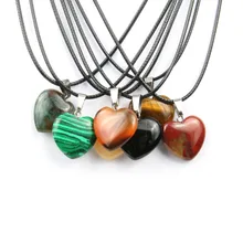 Натуральный камень кулон в форме сердца кристалл агат ожерелье хорошее качество ожерелье Подвески 20*6 мм