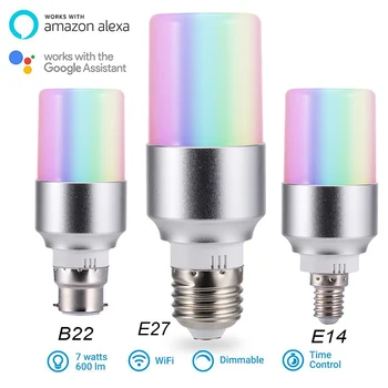 

Wifi Smart Light Bulbs Remote Control WiFi Smart LED Light Bulb Dimmable RGB Lamp For Alexa Google Home E27 E14 B22