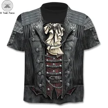 Летняя Новинка 3d футболка с черепом Мужская футболка с коротким рукавом забавная футболка s Рок Япония панк аниме готический рок 3dфутболка Мужская s одежда 6XL