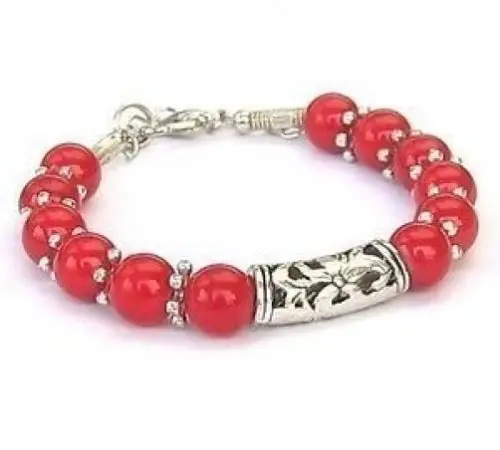 

NEW NEW IN TIBET STYLE TIBETAN SILVER CORAL BRACELET^^10PC^18K GP style Fine jewe Noble Natural jade SHIPPING 6.02