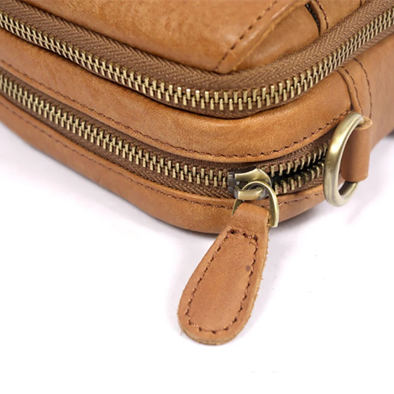 AETOO Leather retro pockets sports shoulder bag casual messenger bag mini men's leather small bag