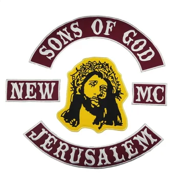 

Motorcycle Patch Sons of God Jerusalem New MC Biker Embroidered Iron On Back of Jacket Patch DIY Eco-Friendly Free Shipping