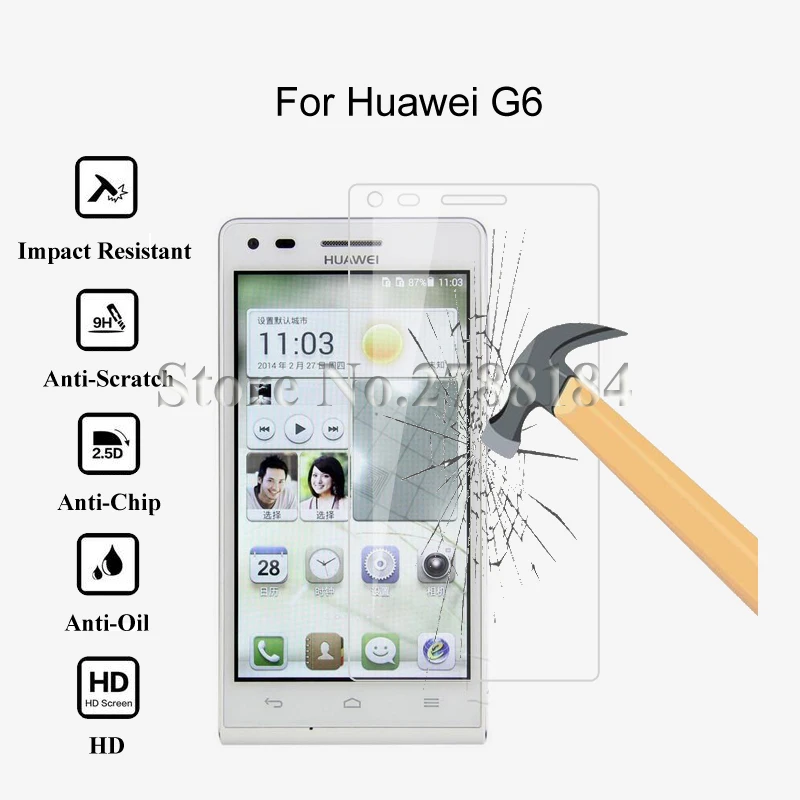 

2pcs 0.26mm 9H Premium Tempered Glass For Huawei Ascend G6 Screen Protector Protective Film Glass For Huawei Ascend G6 Glass