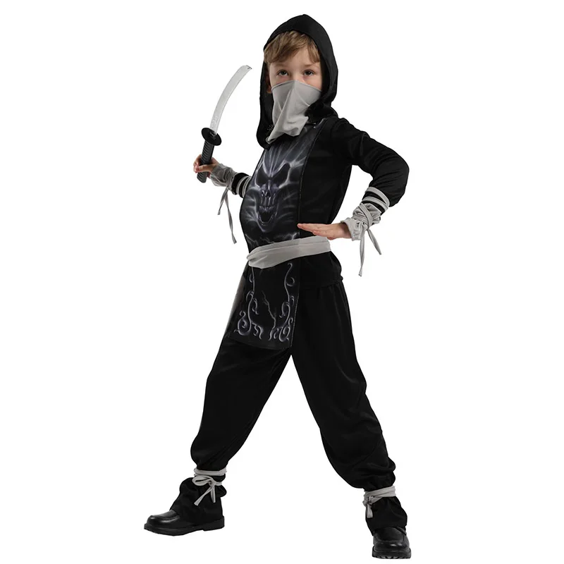 NINJA BOY IN BLACK CHILD JAPANESE FANCY DRESS OUTFIT