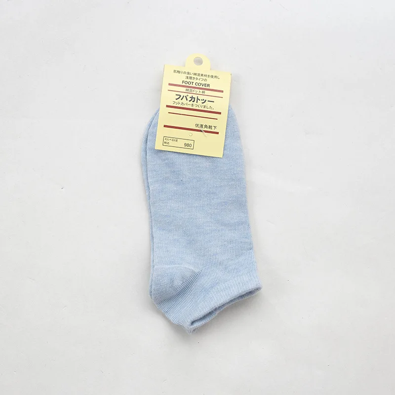 blue Ladies' Summer Candy Color Cotton Sock Slippers Women's Socks with Low Top Socks - Color: blue