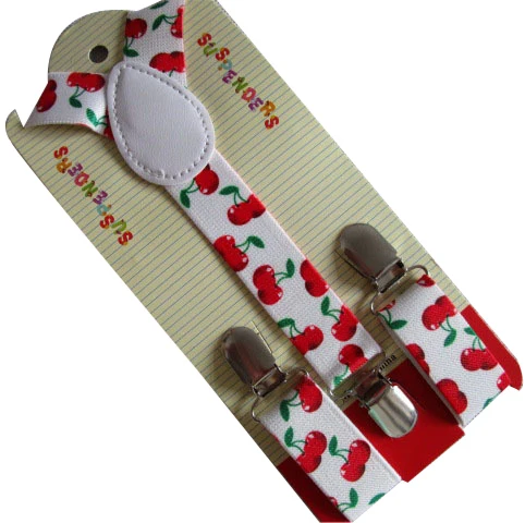 

Free Shipping 2014 New Fashion Cute Children Suspender White Black Cherry Printed Braces For Boys /Girls
