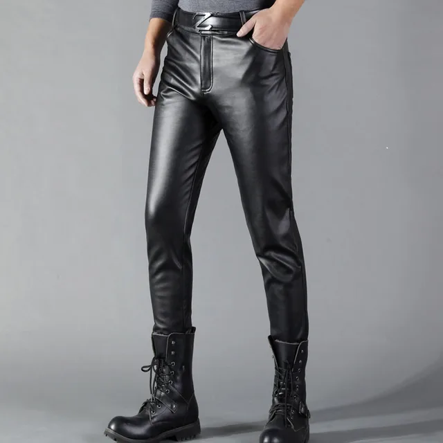 Thoshine Brand Man Leather Pants Spring And Summer Fashion Men Slim PU Leather Trousers High Elastic Thoshine Brand Man Leather Pants Spring And Summer Fashion Men Slim PU Leather Trousers High Elastic Man Motorcycle Pants Street