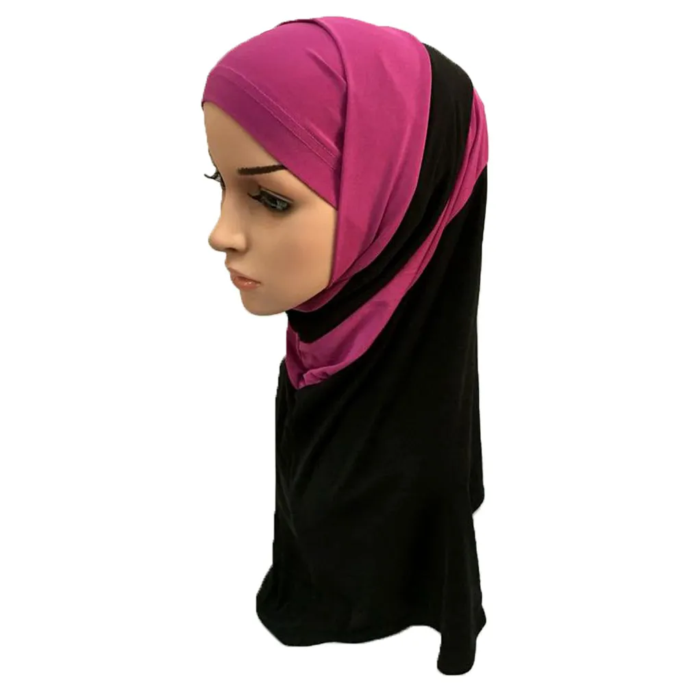Рамадан смешанные цвета 2 шт Амира хиджаб мусульманский хиджаб исламский шарф полиэстер - Цвет: Rose Red