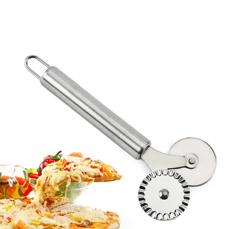 430 Stainless Steel Double Roller Pizza Cutter Knife Cutting Utensils