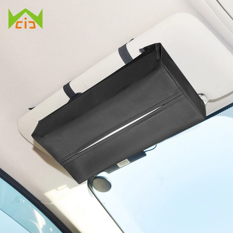 

WCIC Car Sun Visor Tissue Paper Box Holder Auto Paper Cover Case Organizer Towel Holder PU Leather Napkin Holder Kleenex Boxes
