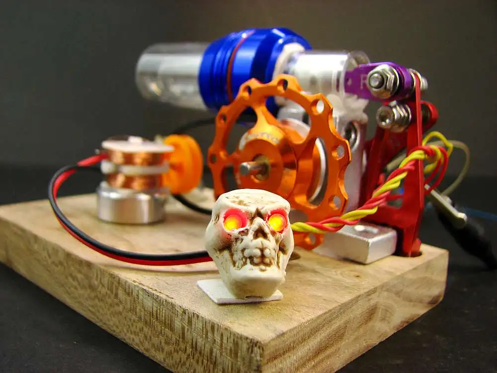 

Red light Skull Stirling engine with generator External combustion engine model science toy