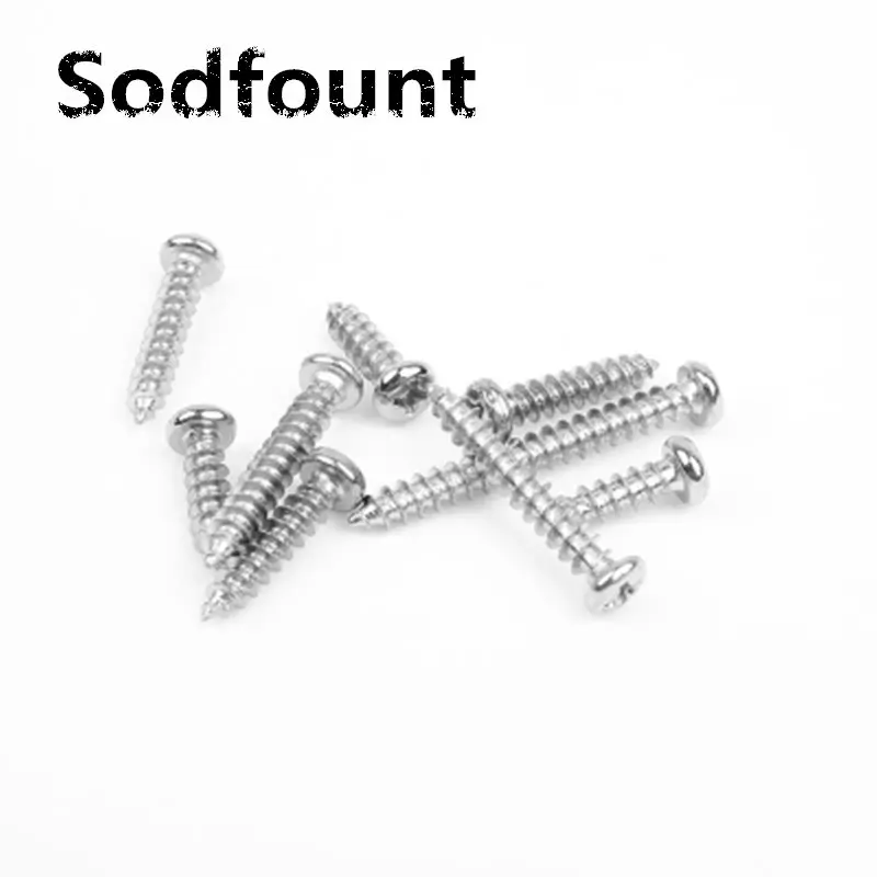 

100pcs PA nickel plating M2X3/4/5/6/7/8/10/12/14/16/18/20mm Cross round head tapping screw Electronic screws