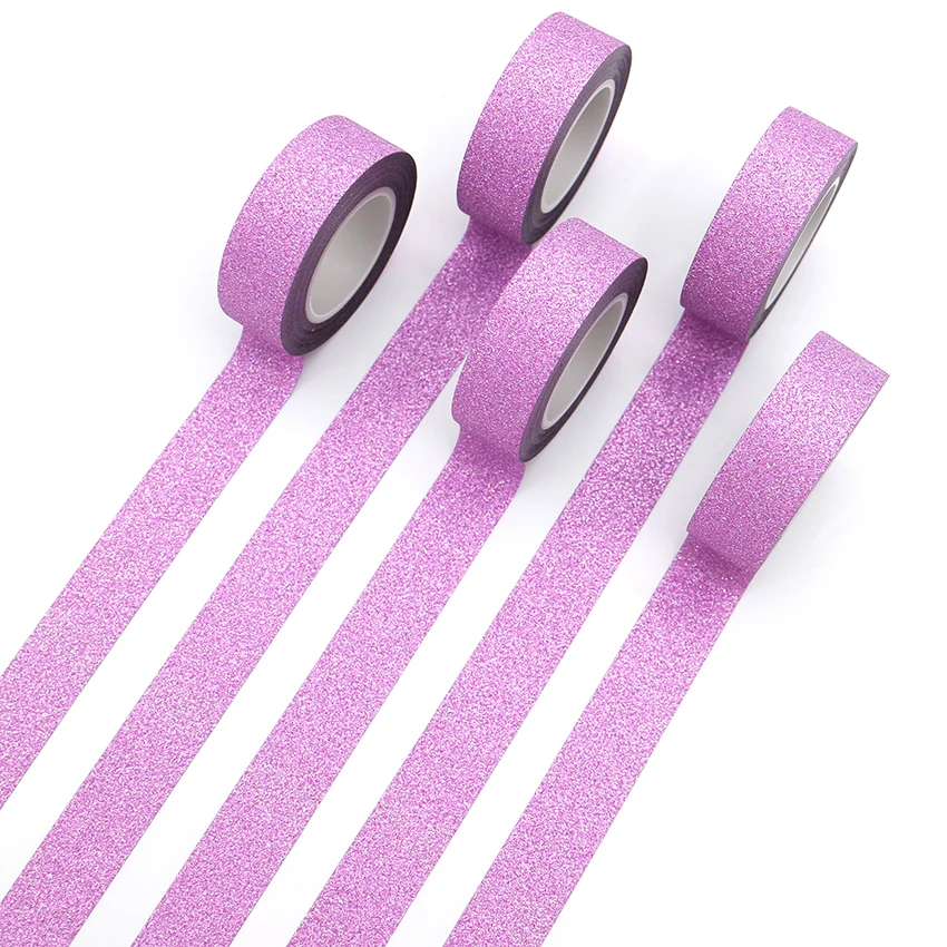 

1 PCS Creative Pink Washi Tape Glitter Flash Stickers DIY Album Decoration Adhesive Hand Account Paper Tape Masking Tape