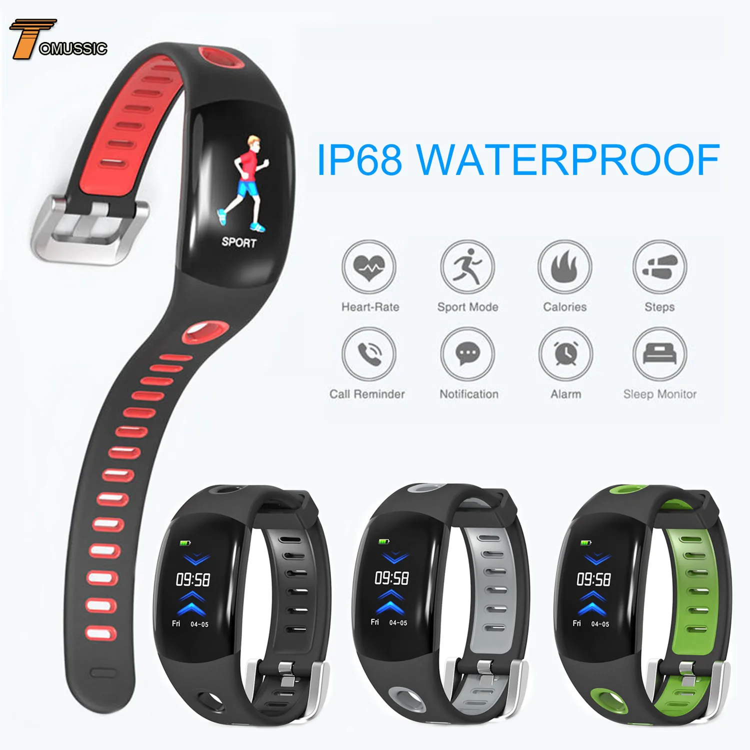 

IP68 Waterproof Smart Bracelet LCD Remote Camera Heart Rate Monitor Sleep Activity Fitness Tracker TDM11 Smart Watch Band
