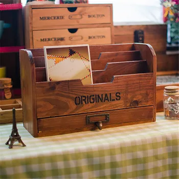 

Vintage Desktop Wooden Shelf Ornaments Storage Container Box Cosmetic Case Jewelry Treasure Chests Storage Holder Crafts Gifts