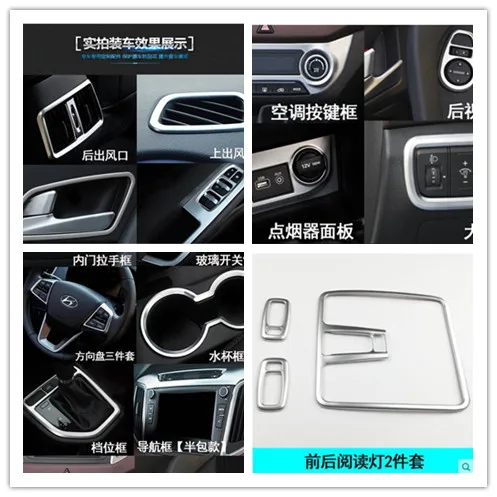 

ABS Center Console Panel Stickers Sequin Frame Interior Decoration For Hyundai Creta IX25 2015 2016 Auto Accessories Car-styling