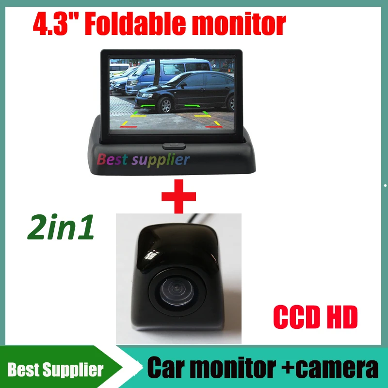 

4.3" Car monitor mirror foldable monitor and HD car rearview backup reverse parking camera CCD universal rear camera
