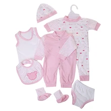 2016 Cute Newborn Infant 7 pices /lot Set Baby Kids Rompers+Panties+Socks+vest+Bibs & Burp Cloths Baby Clothing Sets