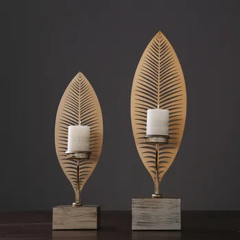 

Nordic metal leaf candlestick American-style home decoration orname Candle Holder Candelabros Wedding Decoration
