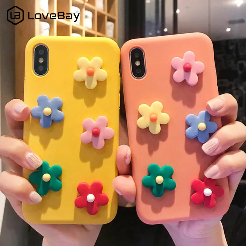 

Lovebay For iPhone 7 Case Colorful 3D Floral For iPhone 6 6s 7 8 Plus X XR XS Max Phone Case Flowers Soft TPU Silicon Back Cover