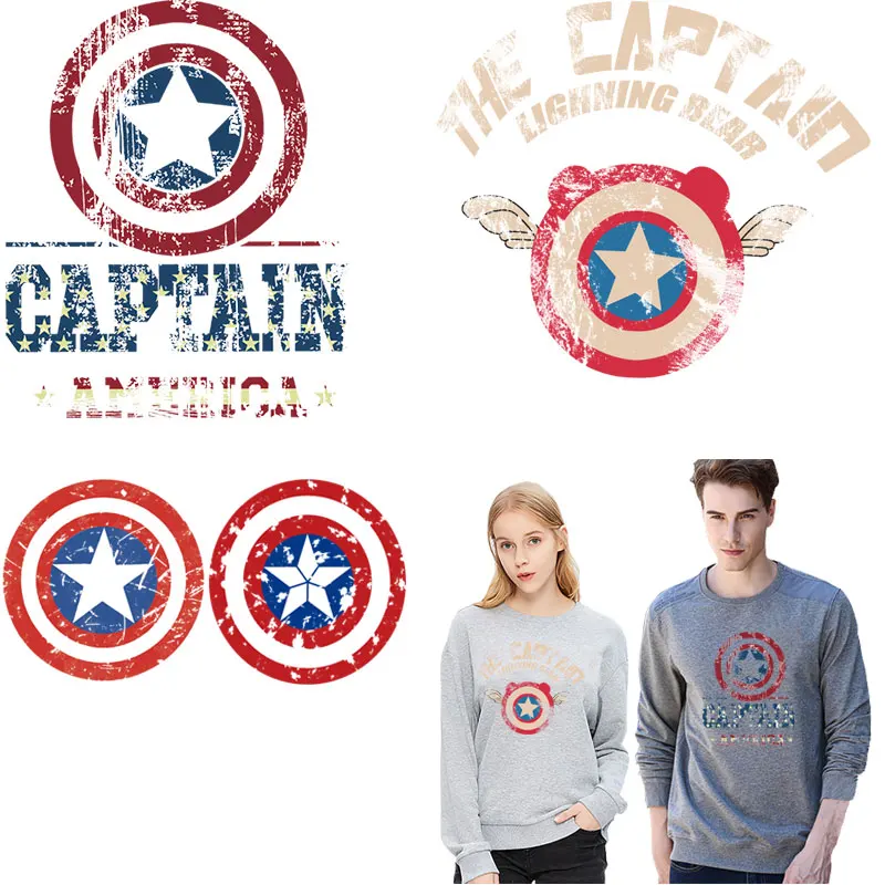 Железный пластырь для одежды с изображением Капитана Америки, значок Марвел, глажка, наклейки, сделай сам, аппликация, теплопередача, супер моющийся пластырь, vetement
