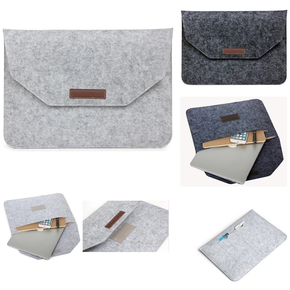 

Wool Felt Laptop sleeve for MacBook Air Pro 11 13 15 Notebook Bag Case for Apple Mac 13.3 15.4 Inch