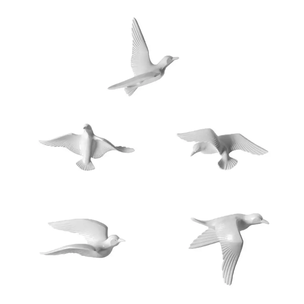 Creative Resin Seagull Shaped Bedroom TV Background Wall Decorations White