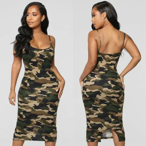 

Women Camouflage Sleeveless Vest Dress Summer Bodycon Clubwear Dresses Womens Camouflage Sleeveless Vest Dress Bodycon