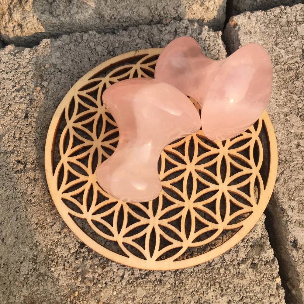 

1pcs energy stone natural pink rose quartz massage mushroom wand reiki healing crystals Facial body massage wholesale price