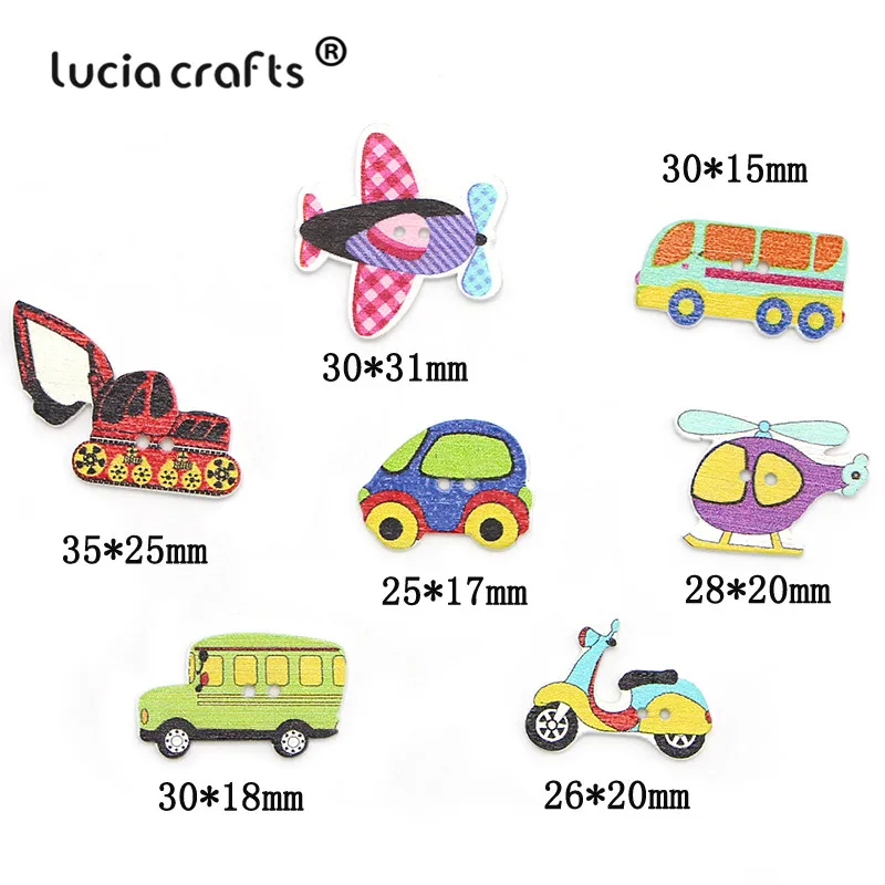 

Lucia crafts 12pcs/50pcs Random mixed Cartoon Flatback Wooden Buttons 2-Holes DIY Sewing Handmade Garment Accessories E0212