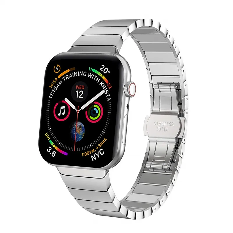 Нержавеющая сталь сопутствующий браслет, ремешок для наручных часов, ремешок для Apple Watch, 42 мм, 44 мм Бизнес ремешок для наручных часов iWatch серии 1/2/3/4 38 мм 40 мм