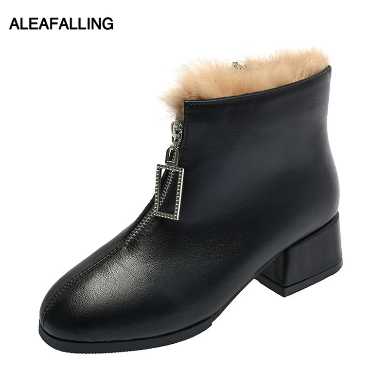

Aleafallig Motocycle Fux Faur Women Bota Female Women Shoes Ankle Girl Boots Zip Mature Boots Autumn Shoes For Students WBT385