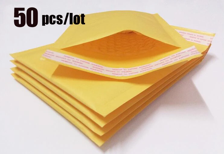 

50 pcs/lot 20x25cm+4cm Kraft Bubble Bags Mailers Padded Envelopes Paper Mailing Gift Packaging Bags Free Delivery