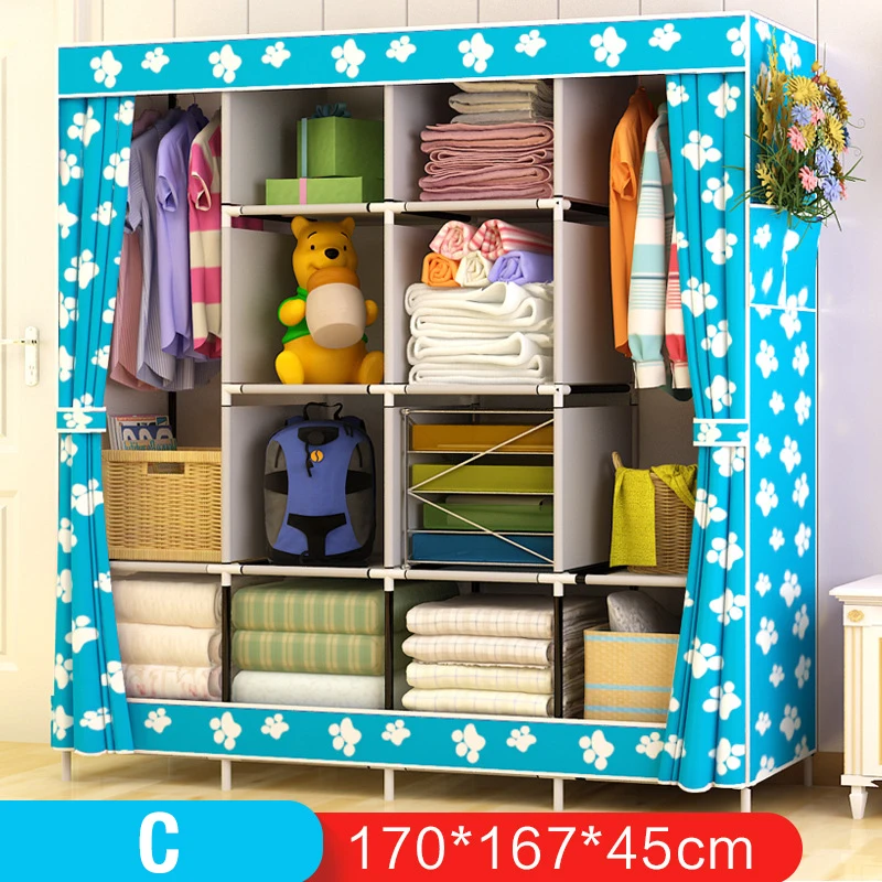 Simple Wardrobe Fabric Folding Cloth Wardrobe DIY Assembly Large Reinforcement Combination Closet Clothes Storage Cabinet