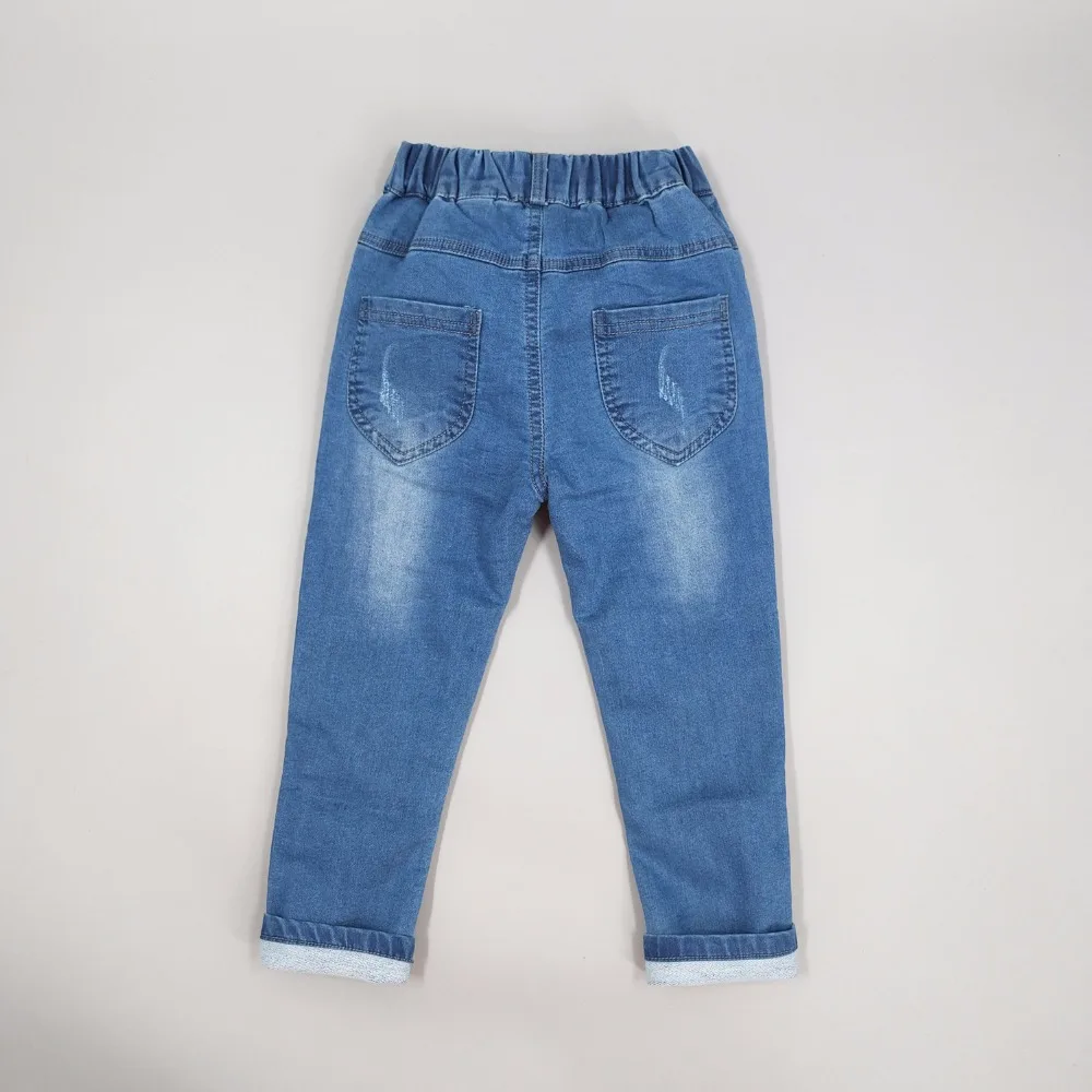 Chumhey/джинсы для девочек от 2 до 10 лет весенние хлопковые эластичные мягкие джинсовые штаны детские брюки Одежда для новорожденных девочек с вышитыми цветами