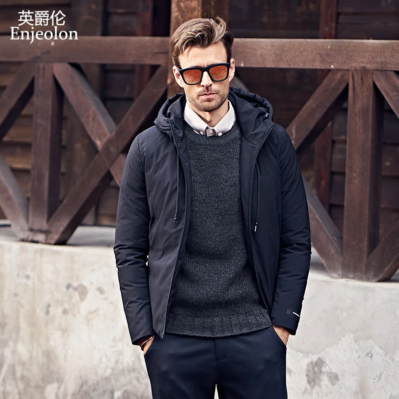 

Enjeolon winter Cotton Padded Jacket coat Men black Parka hoodies coat S 3XL Thick Quilted fashion Coat Men MF0002