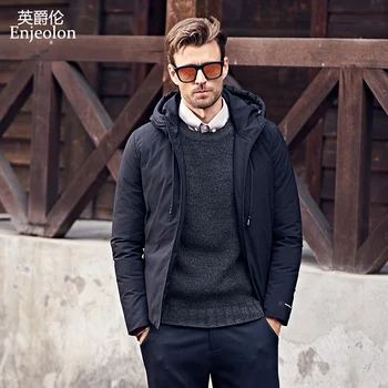

Enjeolon winter Cotton Padded Jacket coat Men black Parka hoodies coat S 3XL Thick Quilted fashion Coat Men MF0002