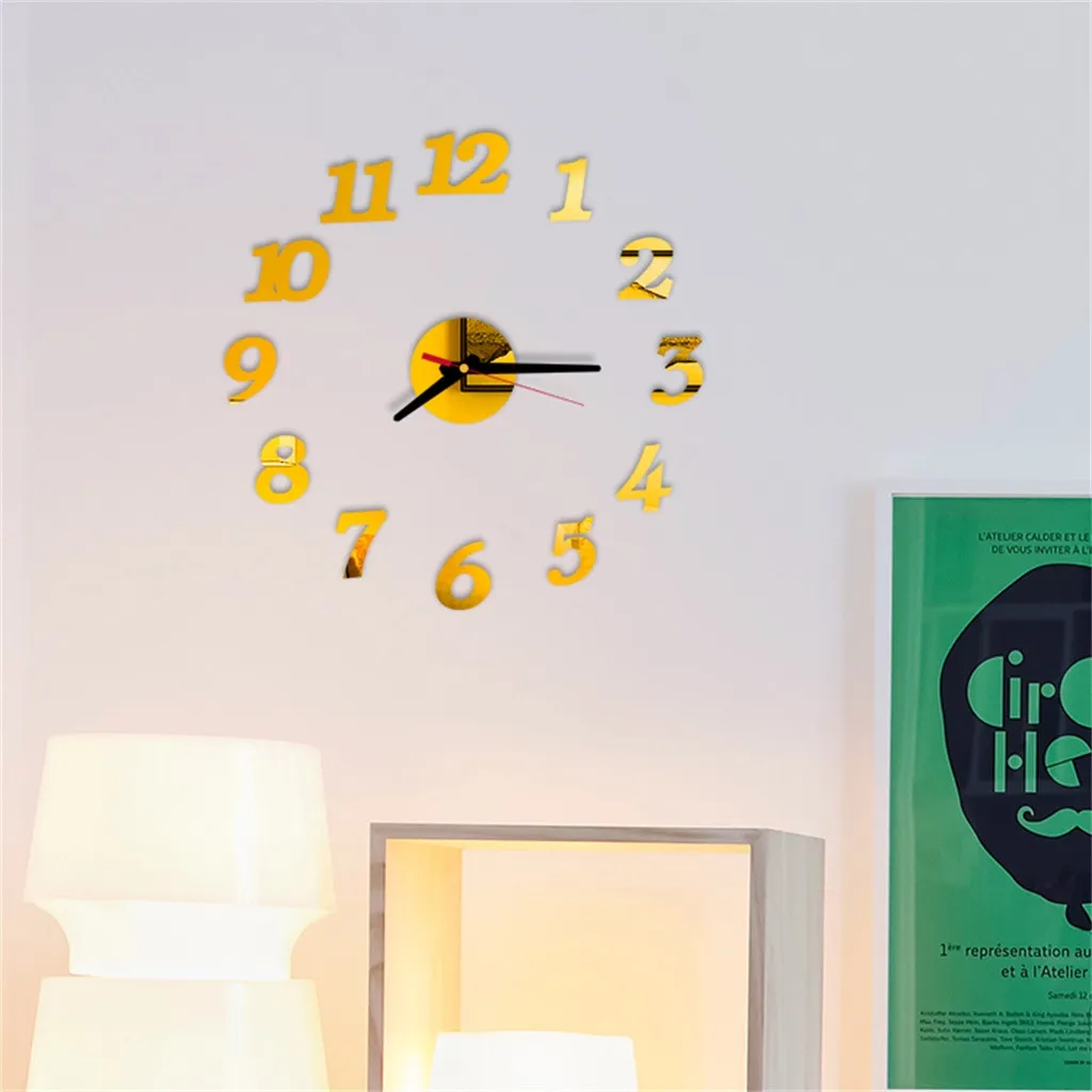 Современные DIY интерьерные римские настенные часы, настенные часы 3D наклейка домашний зеркальный эффект европейские акриловые настенные часы настенные стикеры s Z307