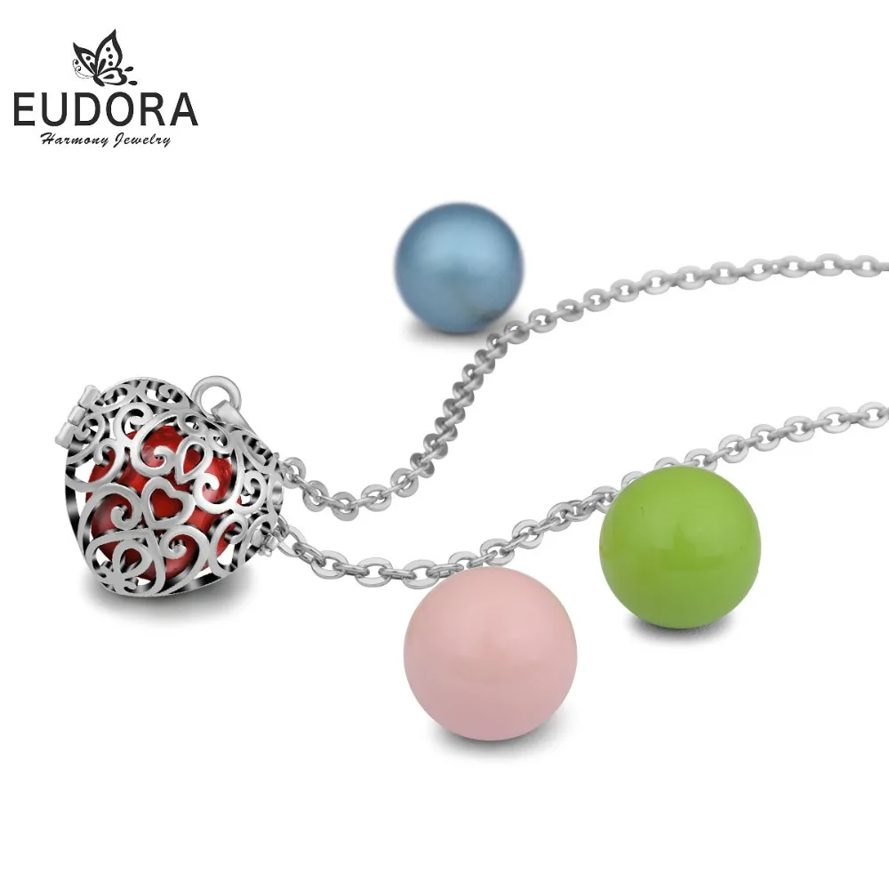 EUDORA 18 мм Сердце клетка шар медальон кулон медный гармония бола шар музыкальный беременность мяч кулон ожерелья для беременных ювелирные изделия