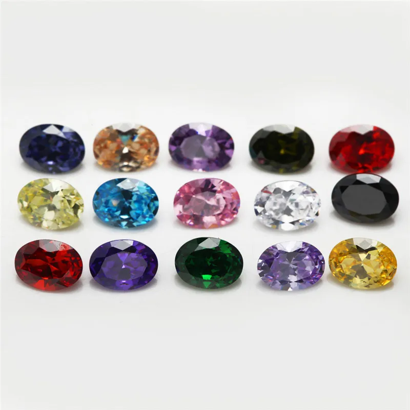 

1PCS Per Colors Total 15pcs Size 4mm ~ 10mm Oval Shape Loose Cubic Zirconia Stone Synthetic CZ