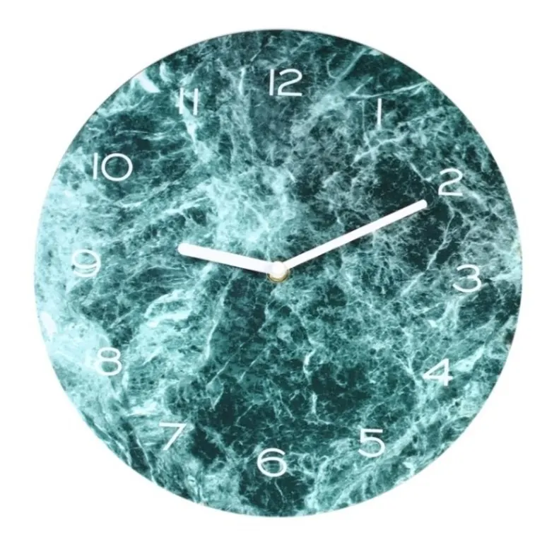 Мраморные настенные часы современный дизайн Подвесные часы украшение для дома часы настенные часы гостиная кварцевые иглы - Цвет: Зеленый