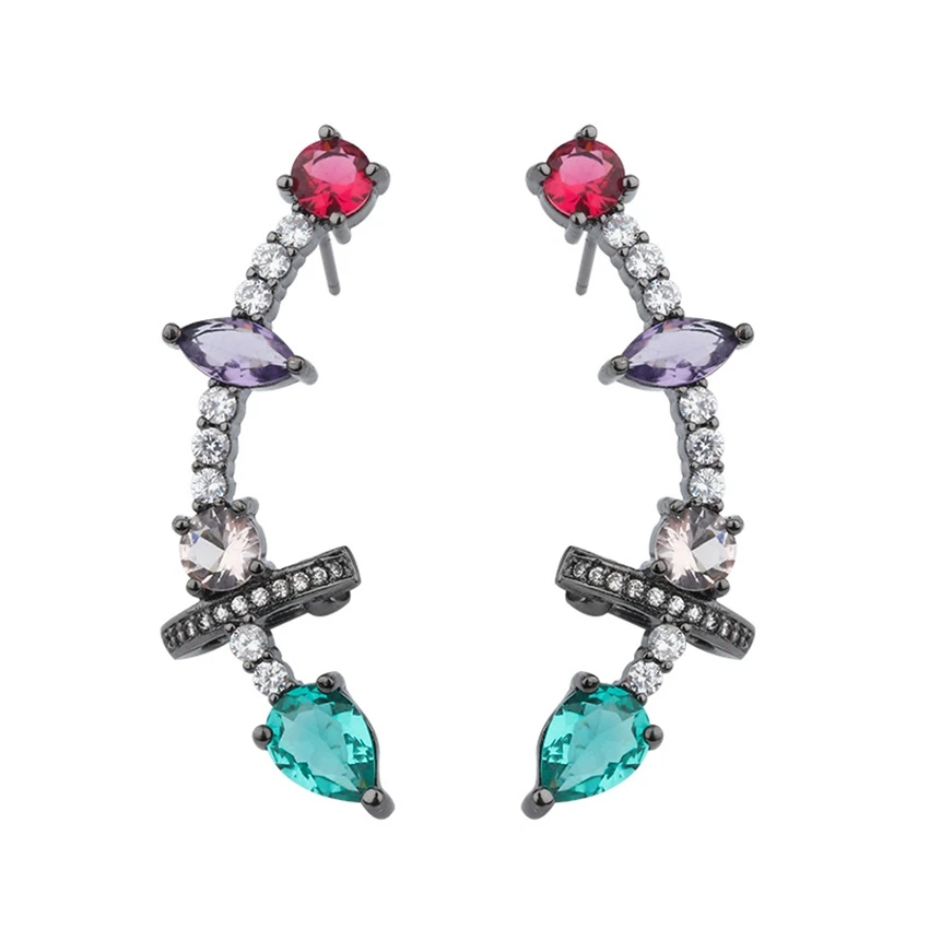 

Punk Dazzling Zircon Party Gold Filled Fashion Stud Earrings for Women Colorful Crystal Earings 2019 New Luxury Jewelry