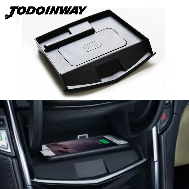 

QI wireless car charger for Cadillac XTS ATS 2016-2019 fast charging case plate center console interior accessories for iPhone 8