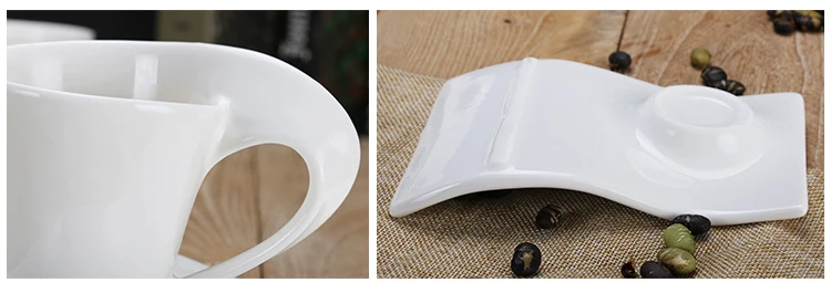 Новейшая Европейская белая керамическая костяная фарфоровая кофейная чашка молочная чашка креативная волнистая кофейная чашка