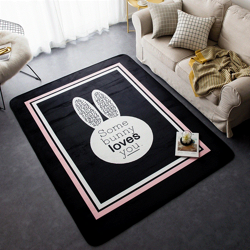 Simple style cartoon bunny rabbit decoration floor mat , honeyed words