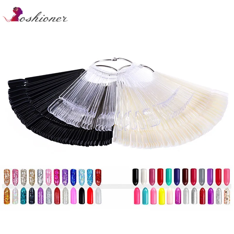

12/24/32/50 pcs Nail Art False Tips Practice Display Transparent Natural and Black Color False Nail Tips Manicure